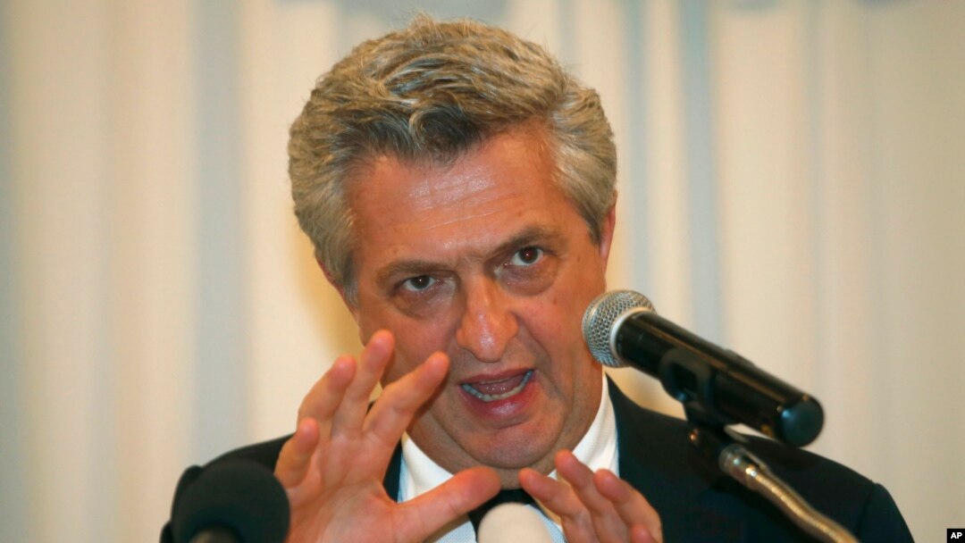 Cao Ủy Trưởng Tị nạn Liên Hiệp Quốc Filippo Grandi trả lời các phóng viên trong cuộc họp báo ngày 7/7/2017 tại Bangkok.