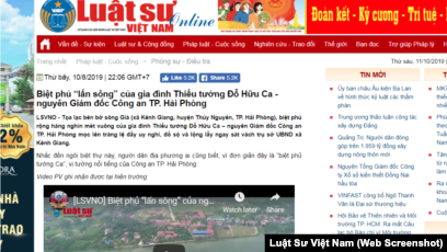 Bài viết "Biệt phủ lấn sông" trên tạp chí Luật Sư Việt Nam bị cho là "thông tin không đúng sự thật gây ảnh hưởng rất nghiêm trọng".