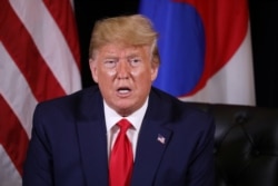 U.S. President Donald Trump speaks on the sidelines of the annual United Nations General Assembly in New York City, New York, Sept. 23, 2019.