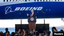 U.S. President Donald Trump speaks at the debut of the Boeing South Carolina Boeing 787-10 Dreamliner in North Charleston, S.C., 17, 2017. 