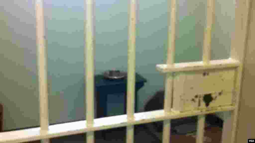 Nelson Mandela's cell during President Obama's visit to Robben Island prison in South Africa.