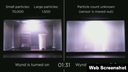 Wynd air purification system analyzes air for particles in your environment and cleans as needed.