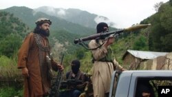 Militan Taliban melakukan patroli di wilayah Waziristan, Pakistan (foto: dok). Serangan udara Pakistan menewaskan puluhan militan Rabu 21/5. 