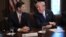 U.S. President Donald Trump talks with House Speaker Paul Ryan (R-WI) as he promotes a newly unveiled Republican tax plan with House Republican leaders in the Cabinet Room of the White House in Washington, Nov. 2, 2017. 