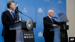 Майк Пенс на совместной пресс-конференции с президентом Аргентины Маурисио Макри