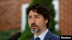 Canada's Prime Minister Justin Trudeau speaks during a news conference at Rideau Cottage in Ottawa, Ontario, Canada June 22, 2020.
