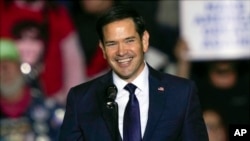 FILE - Senator Marco Rubio speaks at a campaign rally for Republican presidential nominee former President Donald Trump, in Allentown, Pennsylvania, Oct. 29, 2024. 