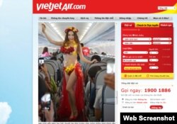 FILE - This undated screenshot from a VietJet flight captures a bikini show on board one of its airplanes.