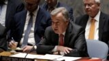 United Nations Secretary-General Antonio Guterres addresses a meeting of the U.N. Security Council on South Sudan at U.N. headquarters in New York City, March 23, 2017. 