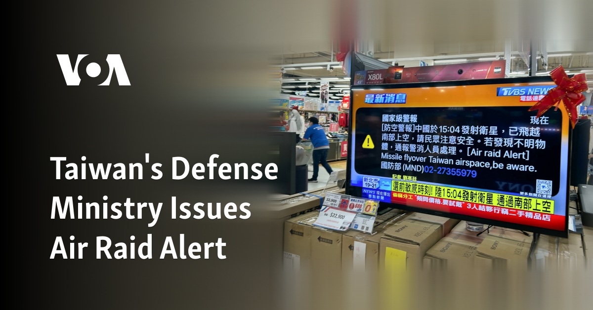 Het Taiwanese ministerie van Defensie heeft een luchtaanvalwaarschuwing afgegeven