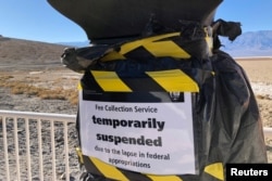 A National Park entrance fee collection service is temporarily suspended at Badwater Basin in Death Valley National Park, the lowest point in North America, during the partial U.S. government shutdown, in Death Valley, California, U.S., Jan. 10, 2019.