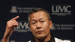 Dr. Peter Rhee answers media questions at University Medical Center in Tuscon, Arizona