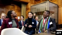 Ambassador Vusimuzi Madonsela of South Africa in Netherlands speaks during a hearing at the ICJ on the legal consequences of the Israeli occupation of Palestinian territories, in The Hague, on February 20, 2024.