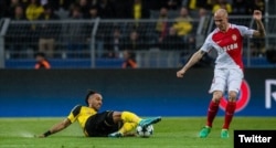 Imagen del partido Borussia Dortmund - Mónaco compartida por el club Borussia en su cuenta de Twitter @BVB