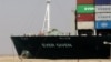 Egypt, Suez Canal, Ship Ever Given, one of the world's largest container ships, is seen after it was fully floated