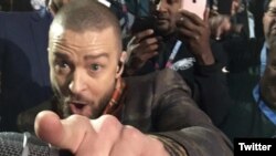 Un selfie de Justin Timberlake en el Super Tazón 2018.