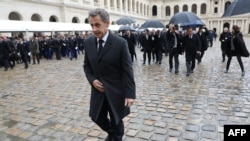 L'ancien président Nicolas Sarkozy lors de la cérémonie du Lieutenant-Colonel Arnaud Beltrame, à Paris, le 28 mars 2018.