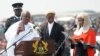 Ghanaian President John Mahama is sworn-in by Chief Justice Georgina Wood (R) at Independence Square, Accra, January 7, 2013. 