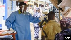 Point de dépistage du virus Ebola à Mpondwe, dans l'ouest de l'Ouganda, le 12 décembre 2018.