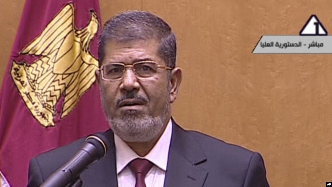 Tân tổng thống Ai Cập Mohamed Morsi phát biểu tại Cairo, sau khi nhậm chức ngày 30 tháng 6, 2012