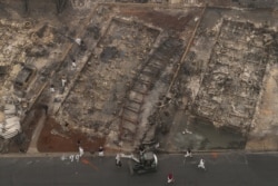 Search and rescue personnel search for the remains of fire victims in the Bear Lakes Estates neighborhood, which was left devastated by the Almeda fire in Phoenix, Oregon, Sept. 12, 2020.