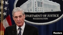 Công tố viên Đặc biệt Robert Mueller phát biểu về cuộc điều tra vào nghi án Nga can thiệp vào cuộc bầu cử TT Mỹ 2016 tại thủ đô Washington, hôm 29/5/2019. REUTERS/Jim Bourg 