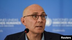 El Alto Comisionado de las Naciones Unidas para los Derechos Humanos, Volker Turk, celebra una conferencia de prensa en la Ciudad de Guatemala, Guatemala, el 19 de julio de 2024.