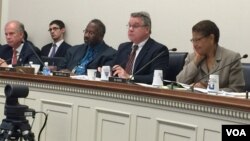 FILE: Congresswoman Karen Bass, D-CA; Congressman Christopher Smith, R-NJ; Congressman Daniel Donovan, R-NY; Congressman Curt Clawson, R-FL