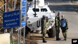 U.N. peacekeepers from Serbia at a station along the Lebanese-Israeli border. 