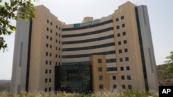 General view of the al-Istishari hospital where Palestinian President Mahmoud Abbas was taken, in Ramallah, West Bank, May 20, 2018.