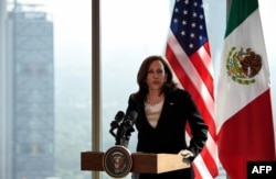 카멀라 해리스 미국 부통령이 지난 8일 멕시코시티에서 기자회견을 했다.