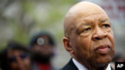 Rep. Elijah Cummings, D-Md., speaks outside Baltimore's City Hall about charges having been filed against six police officers in the death of Freddie Gray, May 1, 2015.