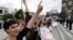 Bosnians protest in front of Bosnian parliament building in Sarajevo, June 6, 2013