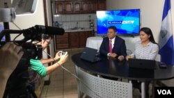 A scene from taping the news program Nicaragua Actual