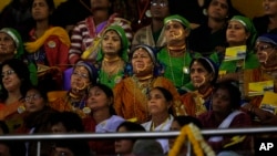 FILE - Health workers from different states attend a function to celebrate the third year after India was declared polio free in New Delhi, India, Feb. 11, 2014. 