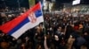 Thousands of students and citizens attend a protest over the collapse of a train station roof that killed 15 people last month, amid a widespread blockade of higher education institutions in downtown Belgrade, Serbia, Dec. 22, 2024. 