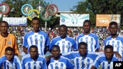 Somalia's national football team, the Ocean Stars, before a World Cup qualifying football match against Ethiopia in Addis Ababa, Nov 16, 2011