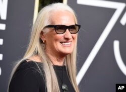 Jane Campion arrives at the 75th annual Golden Globe Awards at the Beverly Hilton Hotel, Jan. 7, 2018, in Beverly Hills, Calif.