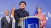 Menteri Perdagangan dan Industri India, Piyush Goyal, berbicara dalam konferensi pers di markas Uni Eropa di Brussels, Belgia, pada 16 Mei 2023. (Foto: AP/Geert Vanden Wijngaert)