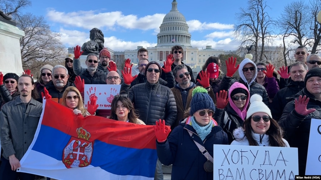 Protest podrške studentima u Vašingtonu, 1. februar 2025. (VOA/Milan Nešić)