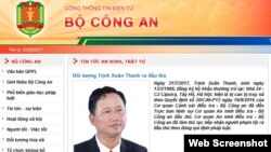 Thông cáo của bộ Công an về việc đầu thú của Trịnh Xuân Thanh hôm 31/7 tại Hà Nội.