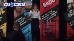 VOA60 America- First Lady Melania Trump speaks to students, a small plane crashes and explodes near Detroit