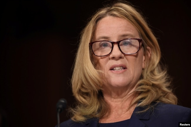 Christine Blasey Ford declara ante Comité Judicial del Senado sobre acusaciones de asalto sexual que ella ha denunciado contra el nominado a la Corte Suprema Brett Kavanaugh. Septiembre 27 de 2018.