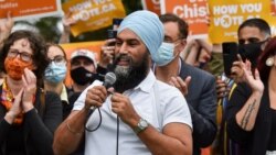 Le chef du NPD, Jagmeet Singh, lors d'une tournée de campagne électorale à Halifax, en Nouvelle-Écosse, au Canada, le 17 septembre 2021.