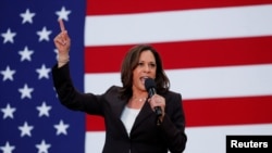 FILE - Senator Kamala Harris holding her first organizing event in Los Angeles as she campaigned in the 2020 Democratic presidential nomination race in Los Angeles, California, May 19, 2019. 