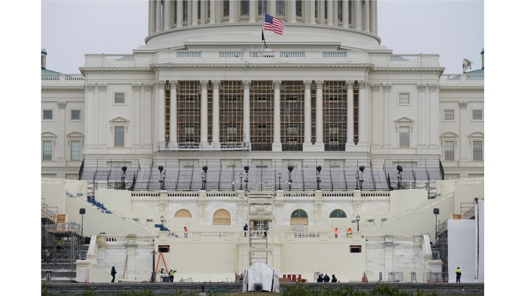 Preparations take place for President-elect Joe Biden's inauguration on the West Front of the U.S. Capitol in Washington, Jan. 8, 2021, after supporters of President Donald Trump stormed the building.