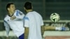 Argentina's Lionel Messi, left, kicks the ball next to teammate Ezequiel Lavezzi during an official training session at Vasco da Gama Stadium a day before the World Cup soccer final between Germany and Argentina in Rio de Janeiro, Brazil, July 12, 2014. 