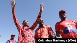 FILE: Zimbabwe’s main opposition party leader, Nelson Chamisa arriving in Marondera district about 80 km east of Harare, November 10, 2018 to address members of his the Movement for Democratic Change .