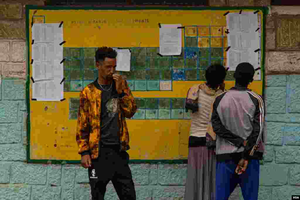 Many of the 200,000 displaced people in Mekelle, Ethiopia, are living in schoolhouses converted into camps; June 3, 2021. 