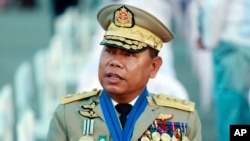 FILE - Lt. Gen. Soe Htut, shown here at a ceremony in Naypyitaw on Feb. 12, 2020, was sentenced by a Myanmar military court to five years in prison, state-run media reported on Nov. 11, 2023. He had been a senior member of the country's ruling junta until recently.